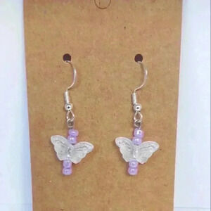 925 frosted butterfly dangle earrings